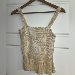 Patrons of Peace Yellowish gold and White crop tank top.  NWT